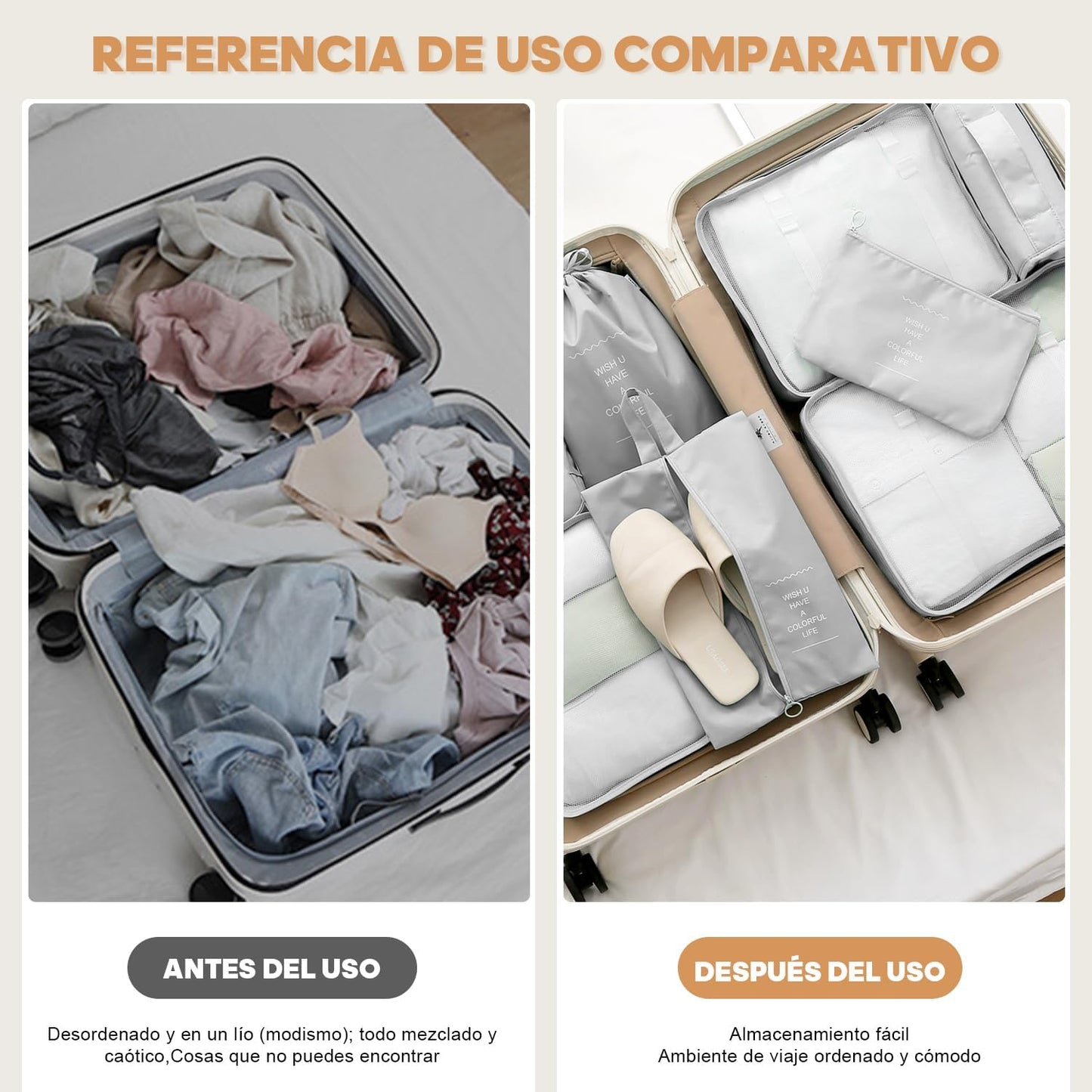 7 PIEZAS ORGANIZADORES DE VIAJE