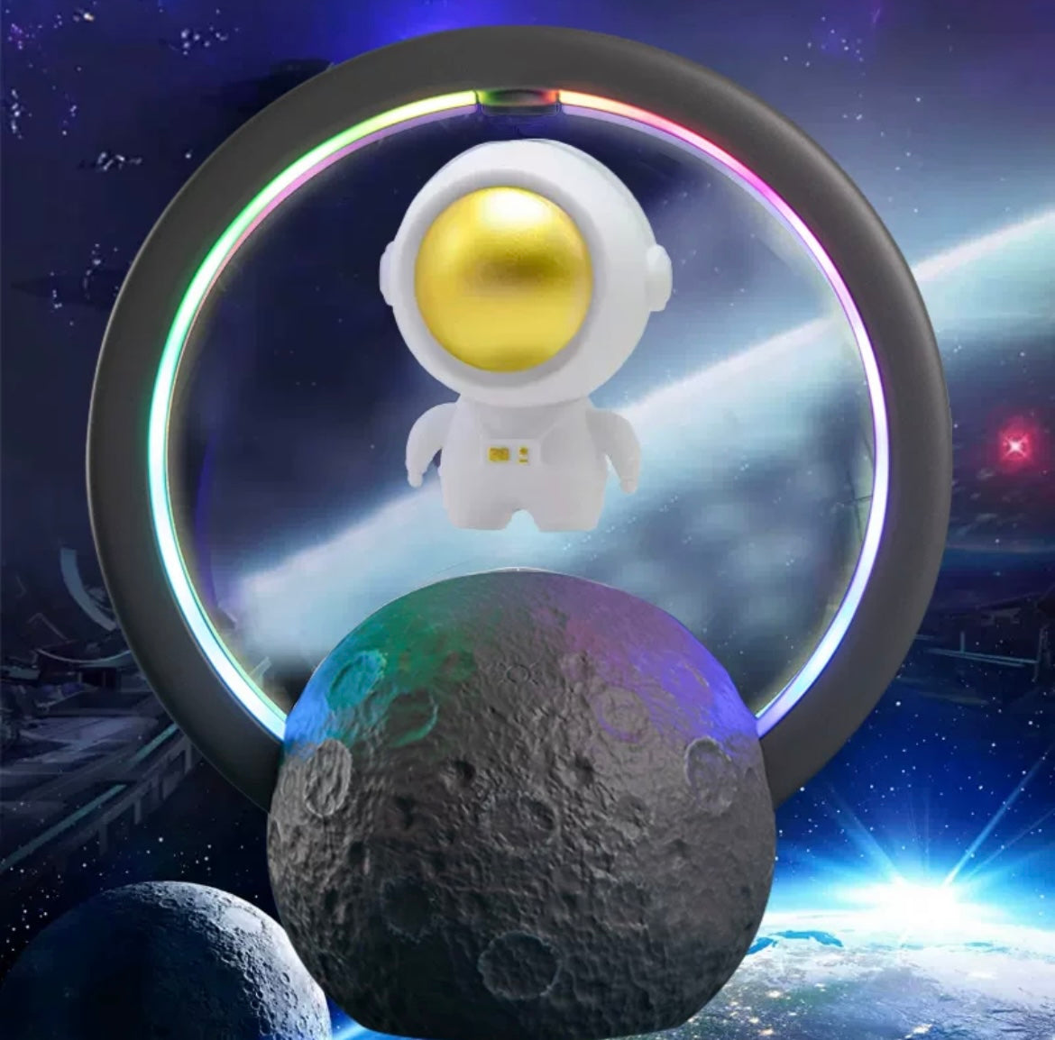 PARLANTE Y LAMPARA ASTRONAUTA FLOTANTE