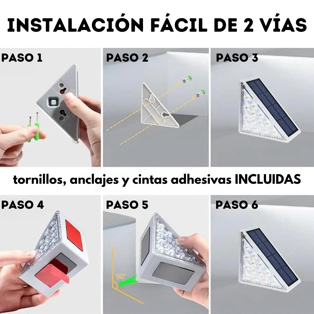 LAMPARA SOLAR PARA ESCALERAS TRIANGULAR (2PCS)
