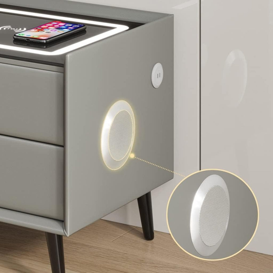 MESA DE NOCHE CON CARGADOR INALÁMBRICO Y ALTAVOZ