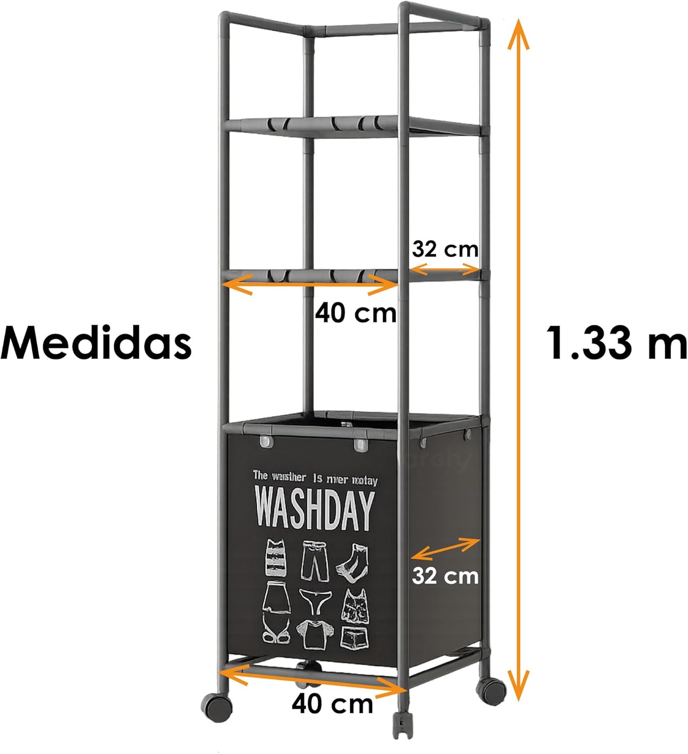 ESTANTE DE 3 NIVELES CON CESTO PARA ROPA