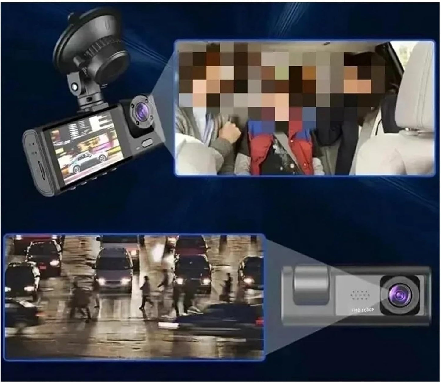 CAMARA TRIPLE LENTE PARA VEHICULO 1080P