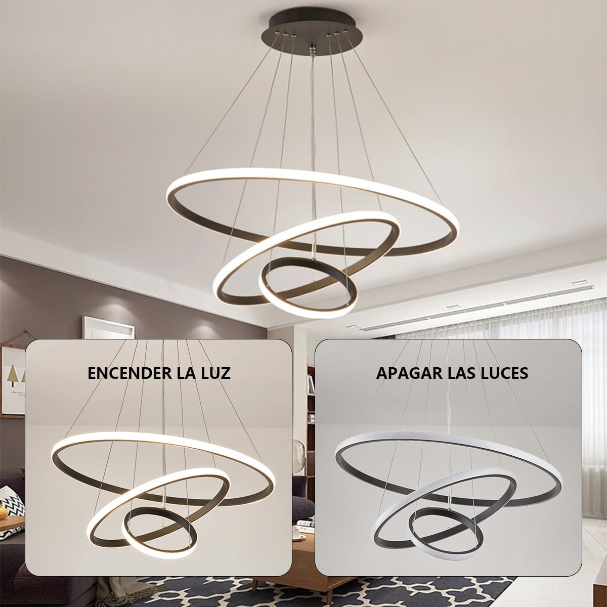 LAMPARA LED MODERNA DE 3 ANILLOS