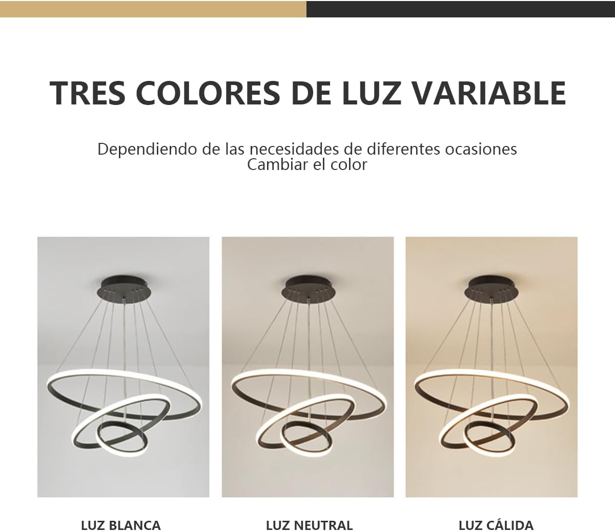 LAMPARA LED MODERNA DE 3 ANILLOS