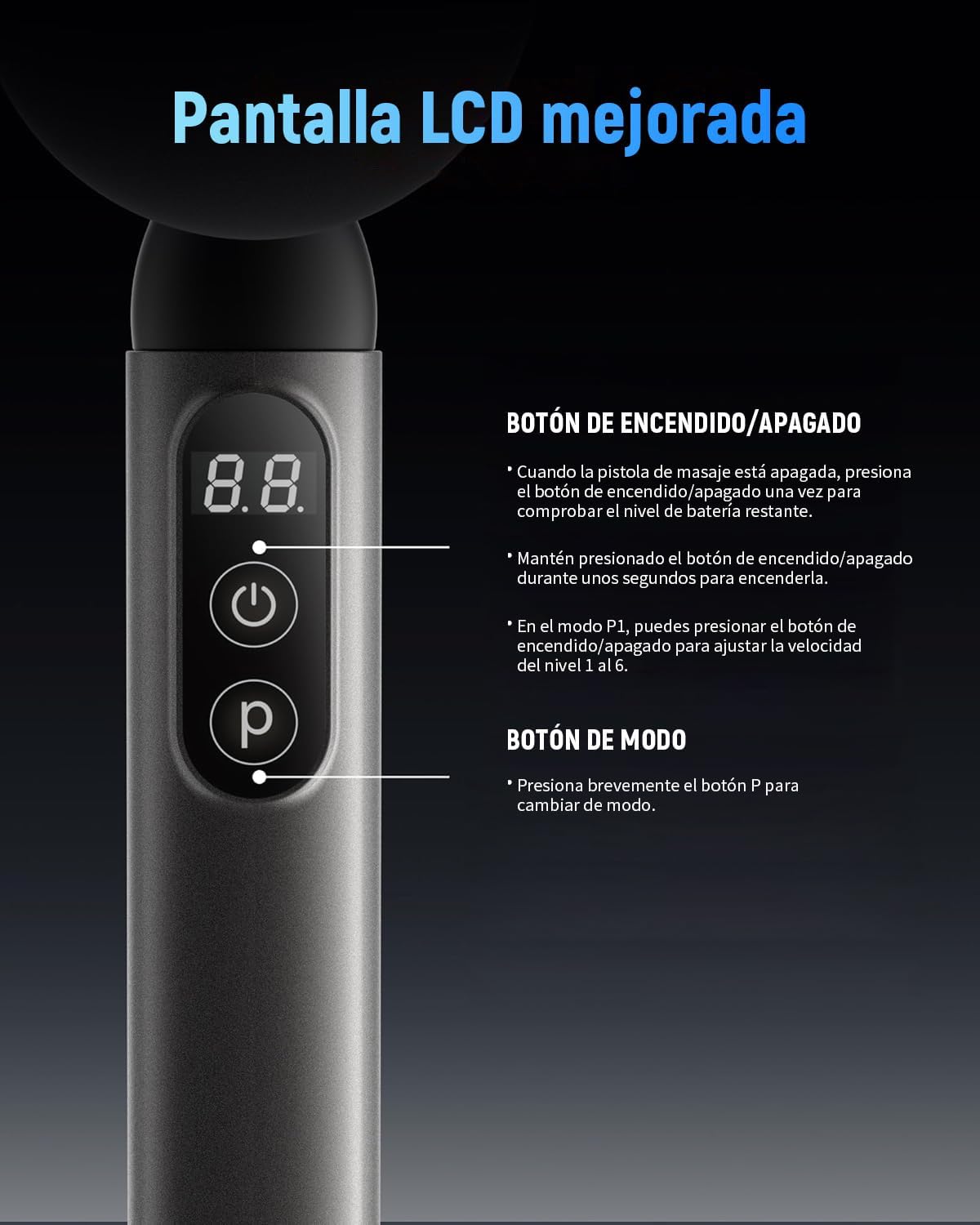 PISTOLA DE MASAJE MUSCULAR CON EXTENSIÓN