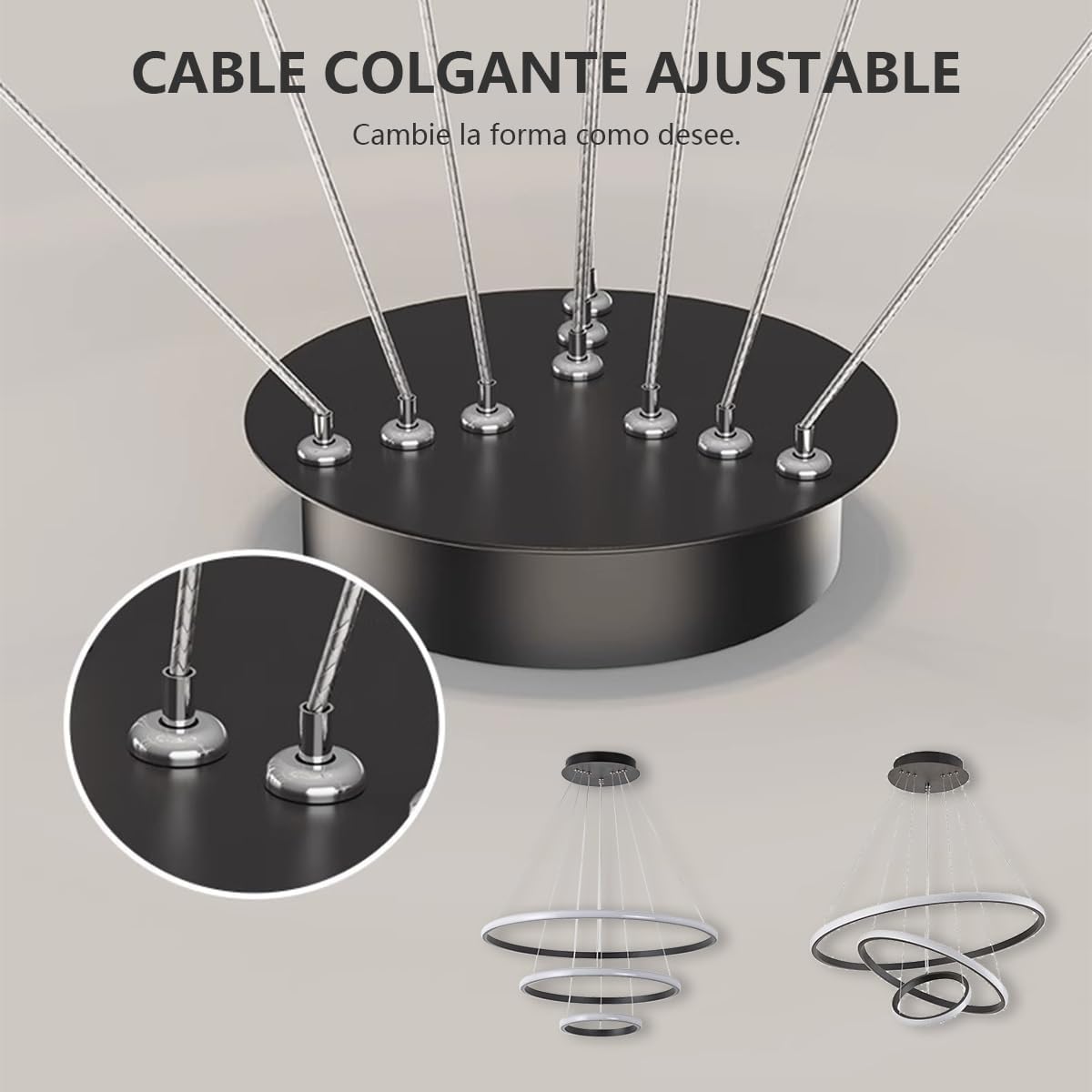 LAMPARA LED MODERNA DE 3 ANILLOS