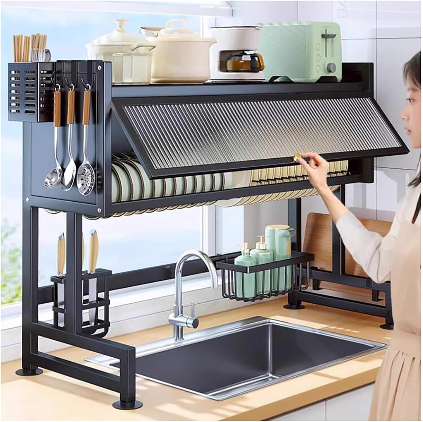 ESCURRIDOR DE PLATOS GRANDE MULTIFUNCIONAL PARA COCINA