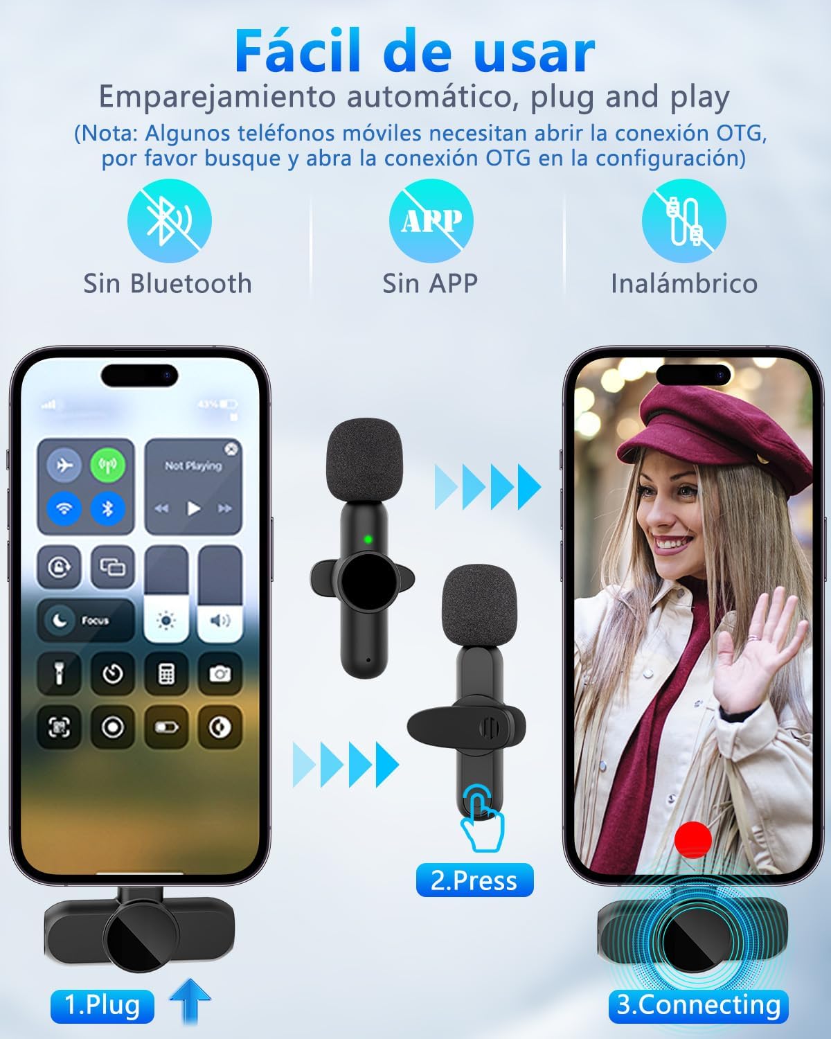 MICRÓFONO INÁLAMBRICO ANDROID/ IPHONE TIPO C