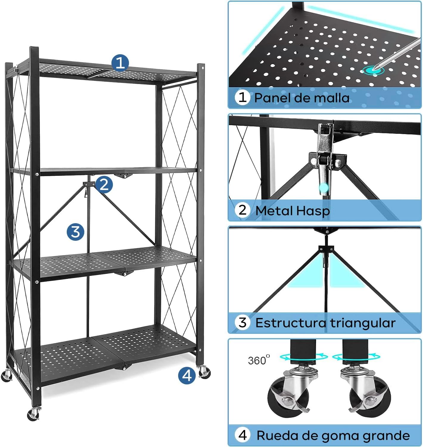 ESTANTE MULTIUSO PLEGABLE DE 4 NIVELES