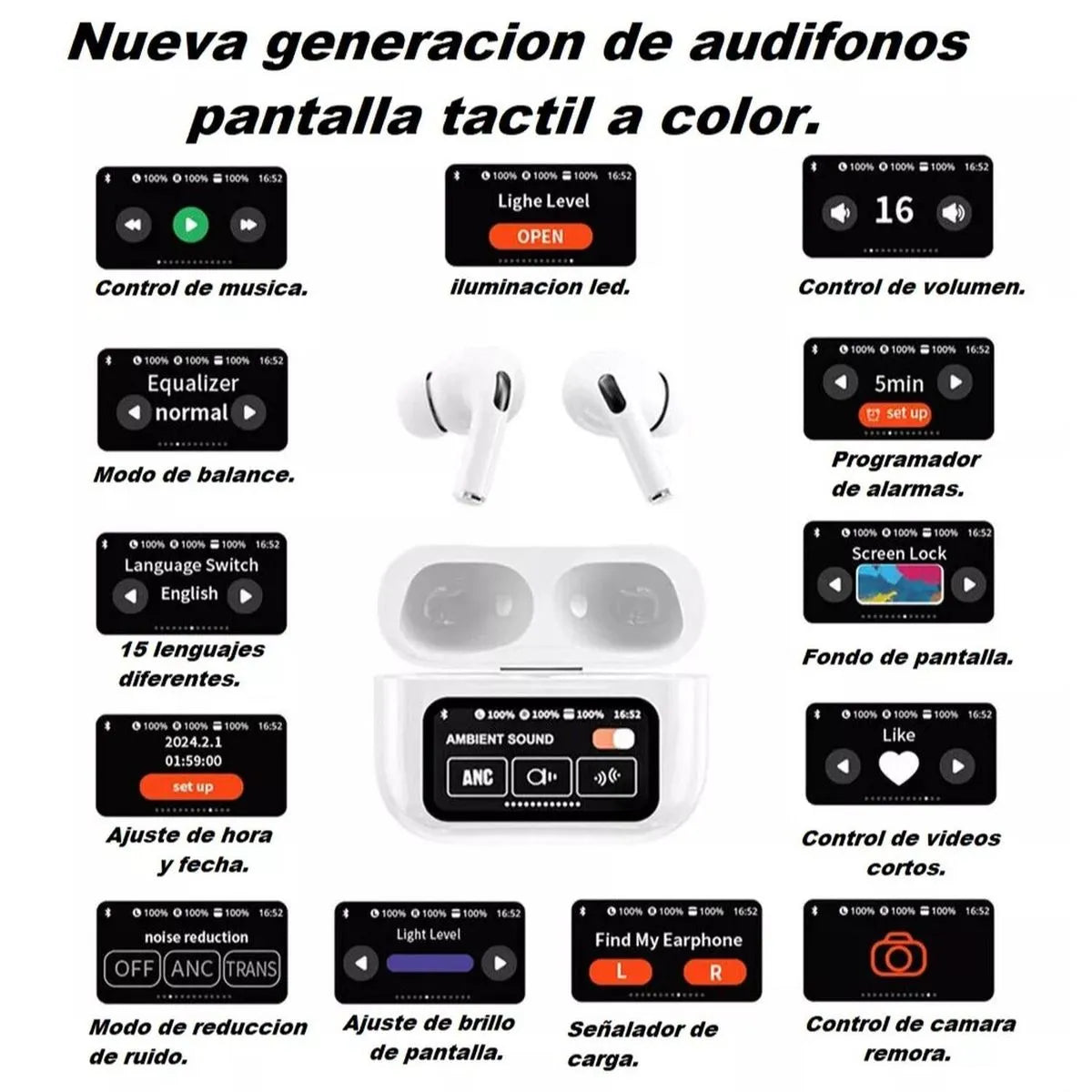 AUDIFONOS AIRPODS CON PANTALLA TACTIL