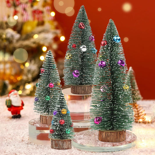 MINI ARBOL DE NAVIDAD CON BASE DE MADERA PARA MESA 21CM (2UNDS)