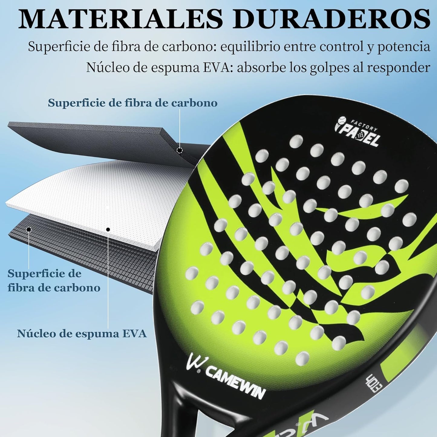 Raqueta de Pádel de Fibra de Carbono
