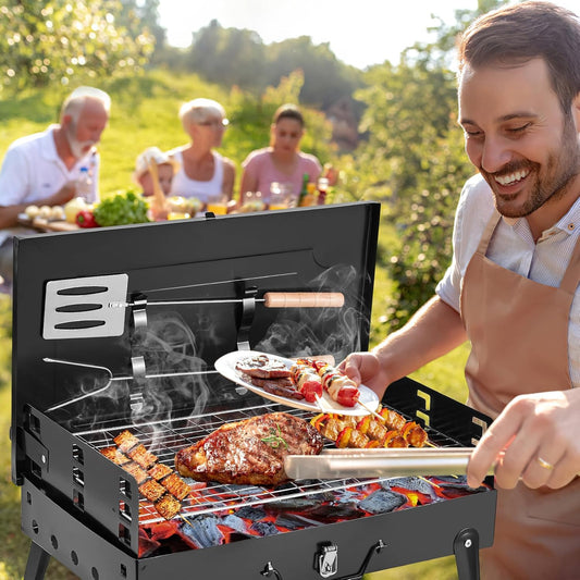 ASADOR PORTÁTIL PLEGABLE  CON UTENCILIOS DE COCINA