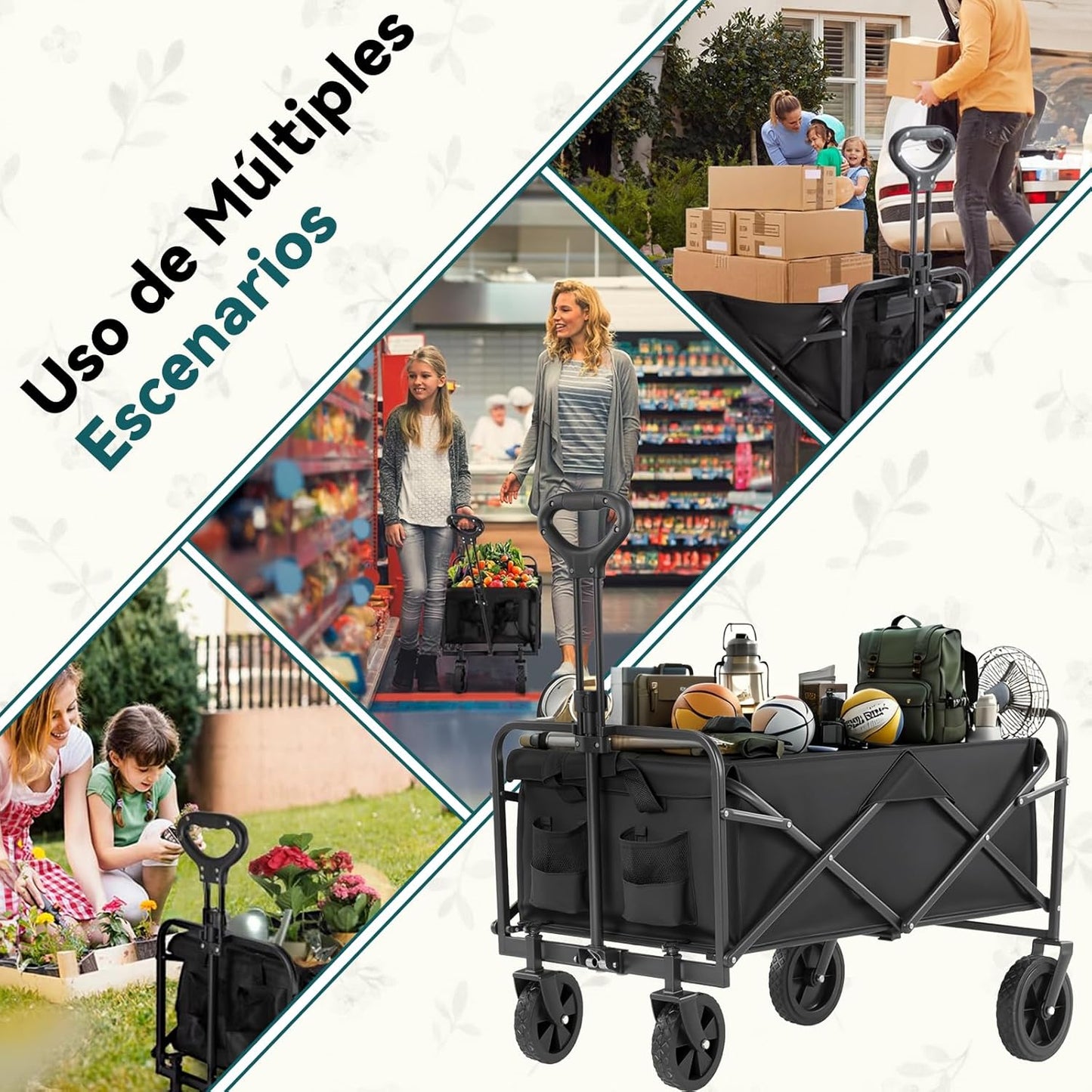 CARRITO PLEGABLE CON RUEDAS MULTIUSOS