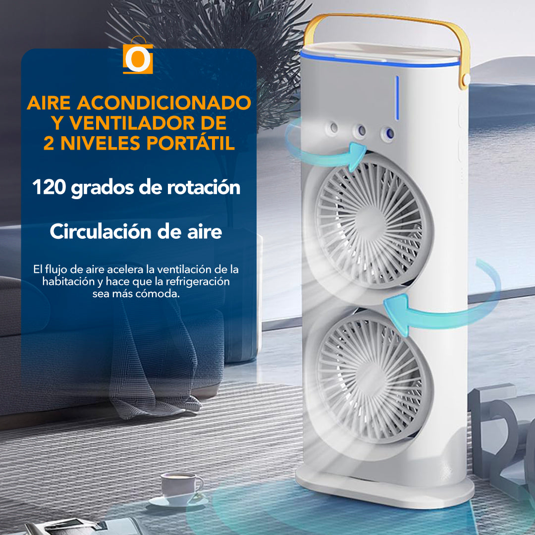 AIRE ACONDICIONADO Y VENTILADOR DE 2 NIVELES PORTÁTIL