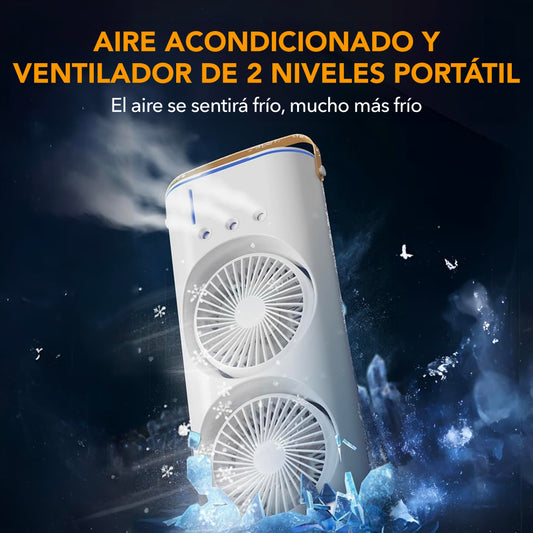 AIRE ACONDICIONADO Y VENTILADOR DE 2 NIVELES PORTÁTIL