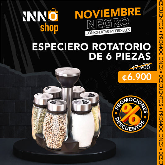 ESPECIERO ROTATORIO DE 6 PIEZAS ACERO INOXIDABLE - OFERTA DE NOVIEMBRE