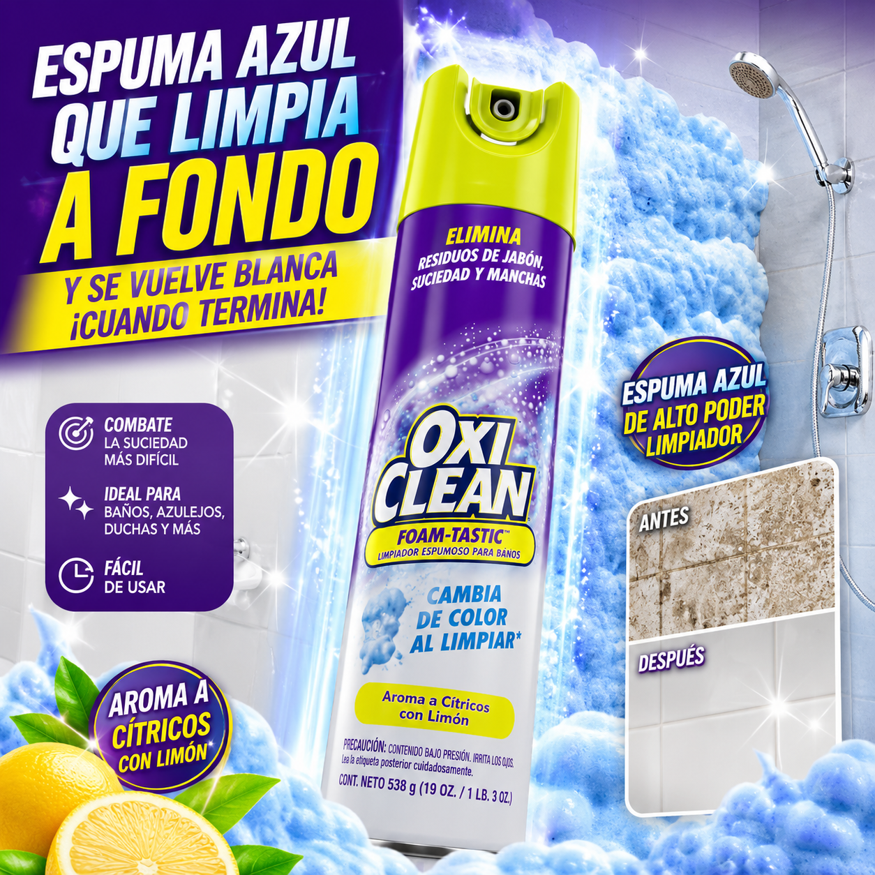 ESPUMA LIMPIADORA MULTIUSOS OXI CLEAN 538G