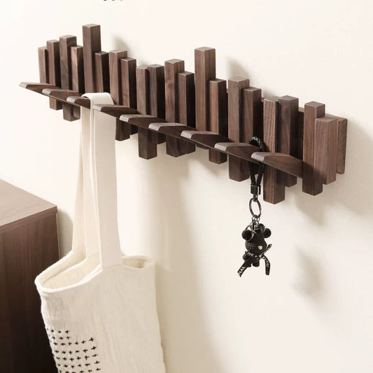 PERCHERO DECORATIVO DE MADERA CON GANCHOS