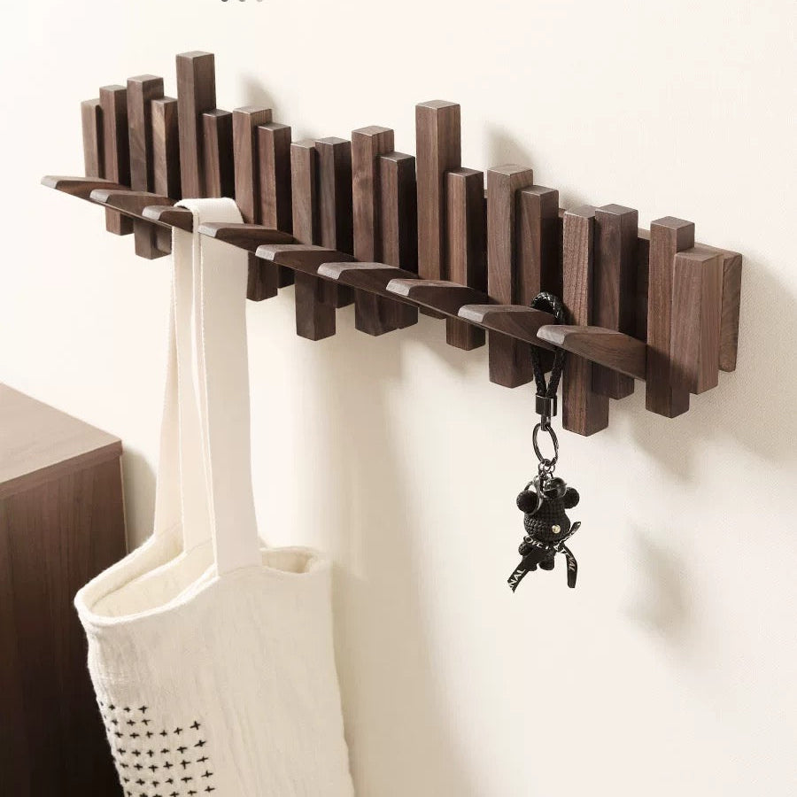 PERCHERO DECORATIVO DE MADERA CON GANCHOS