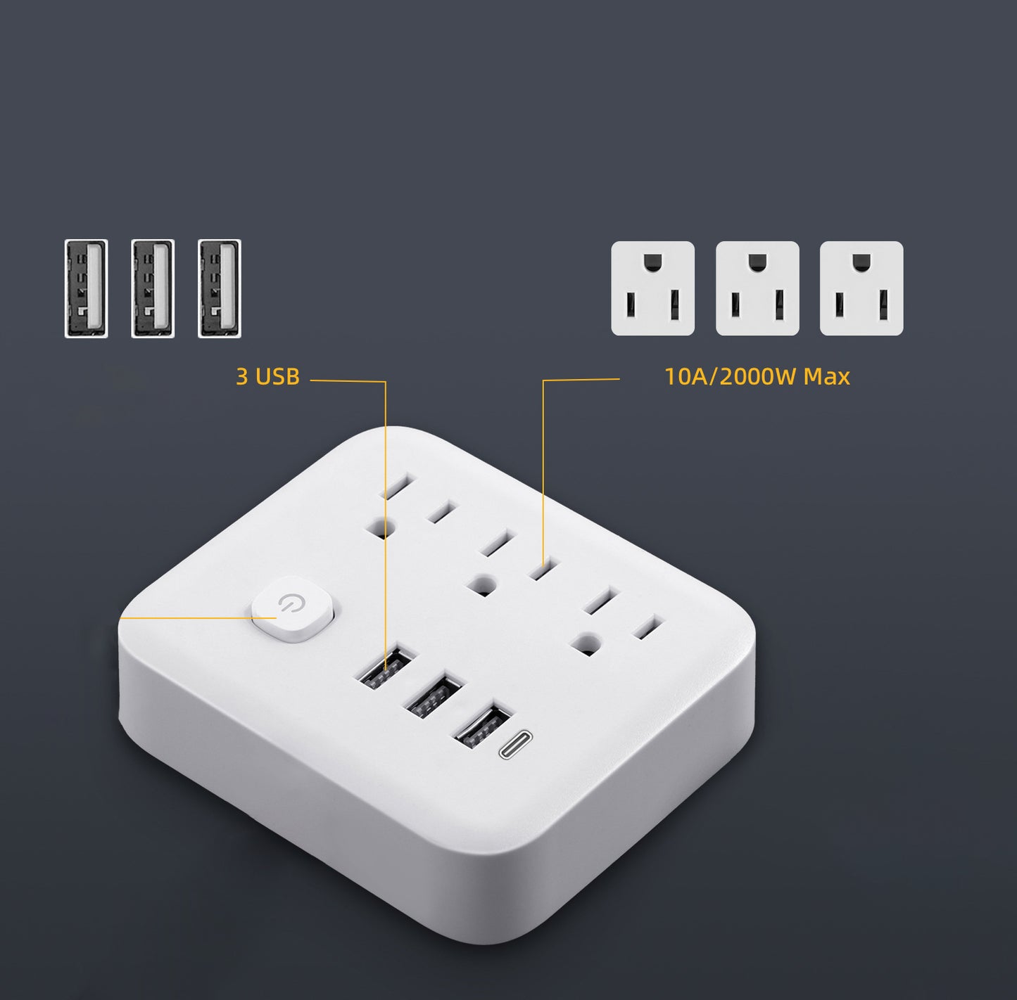 ENCHUFE INALÁMBRICO CON USB ROTATORIO 180 GRADOS