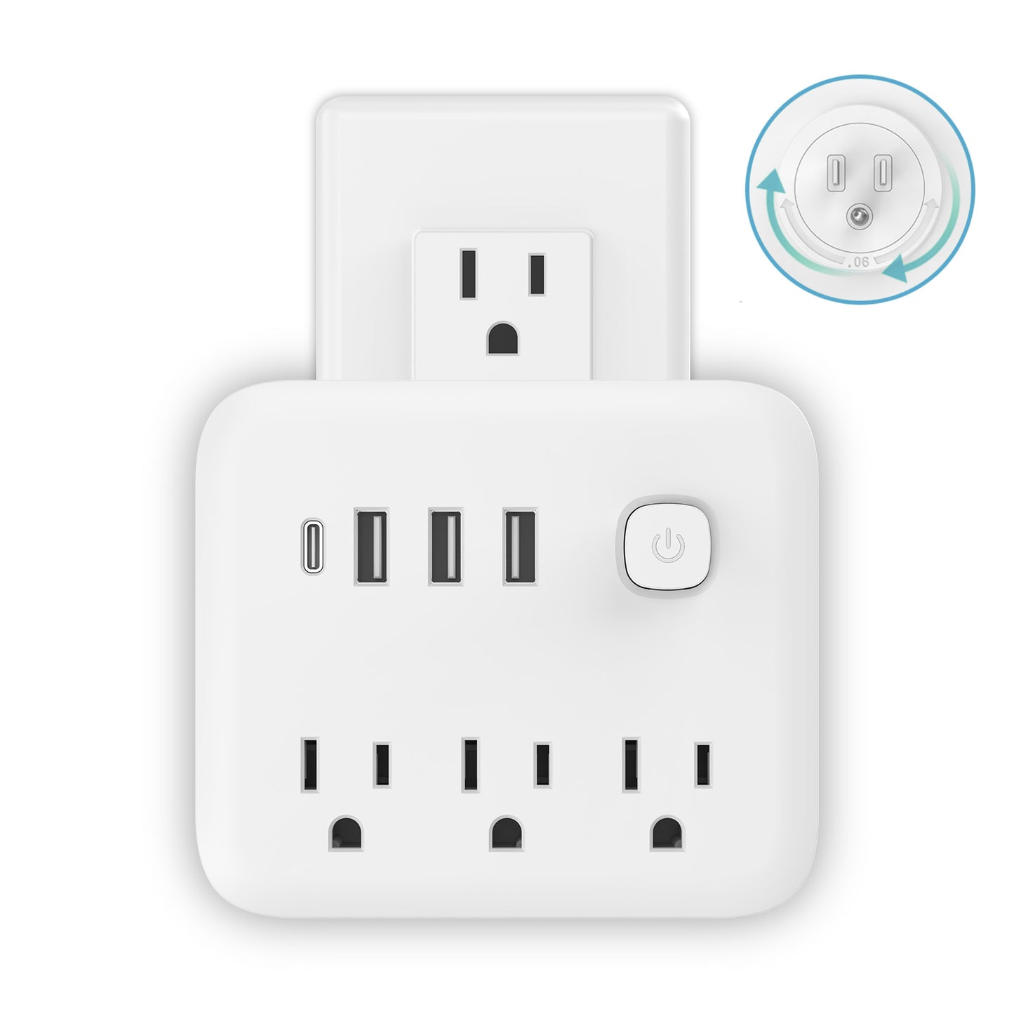 ENCHUFE INALÁMBRICO CON USB ROTATORIO 180 GRADOS