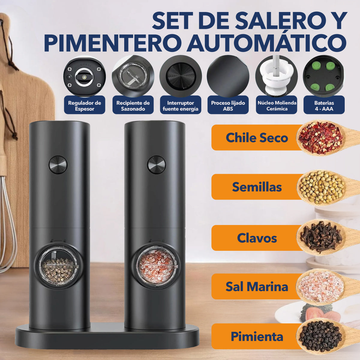 SET DE SALERO Y PIMENTERO AUTOMÁTICO