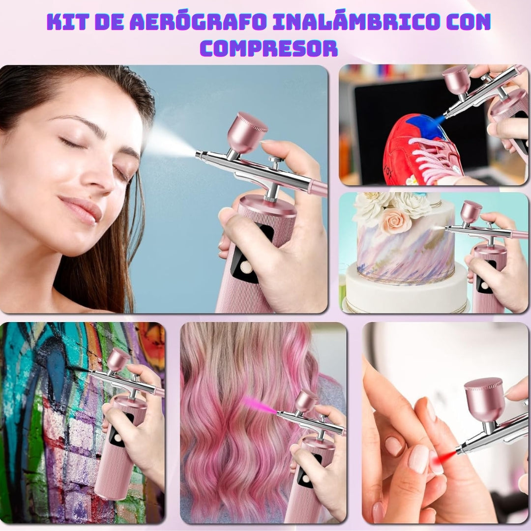KIT AERÓGRAFO 3 EN 1 MAQUILLAJE, UÑAS Y ARTE MANUAL